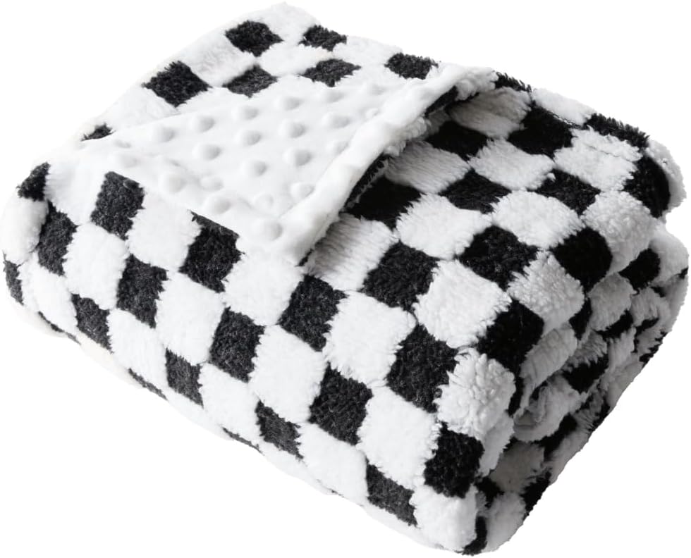 FIGEPO Soft Checkered Baby Blanket 30x40