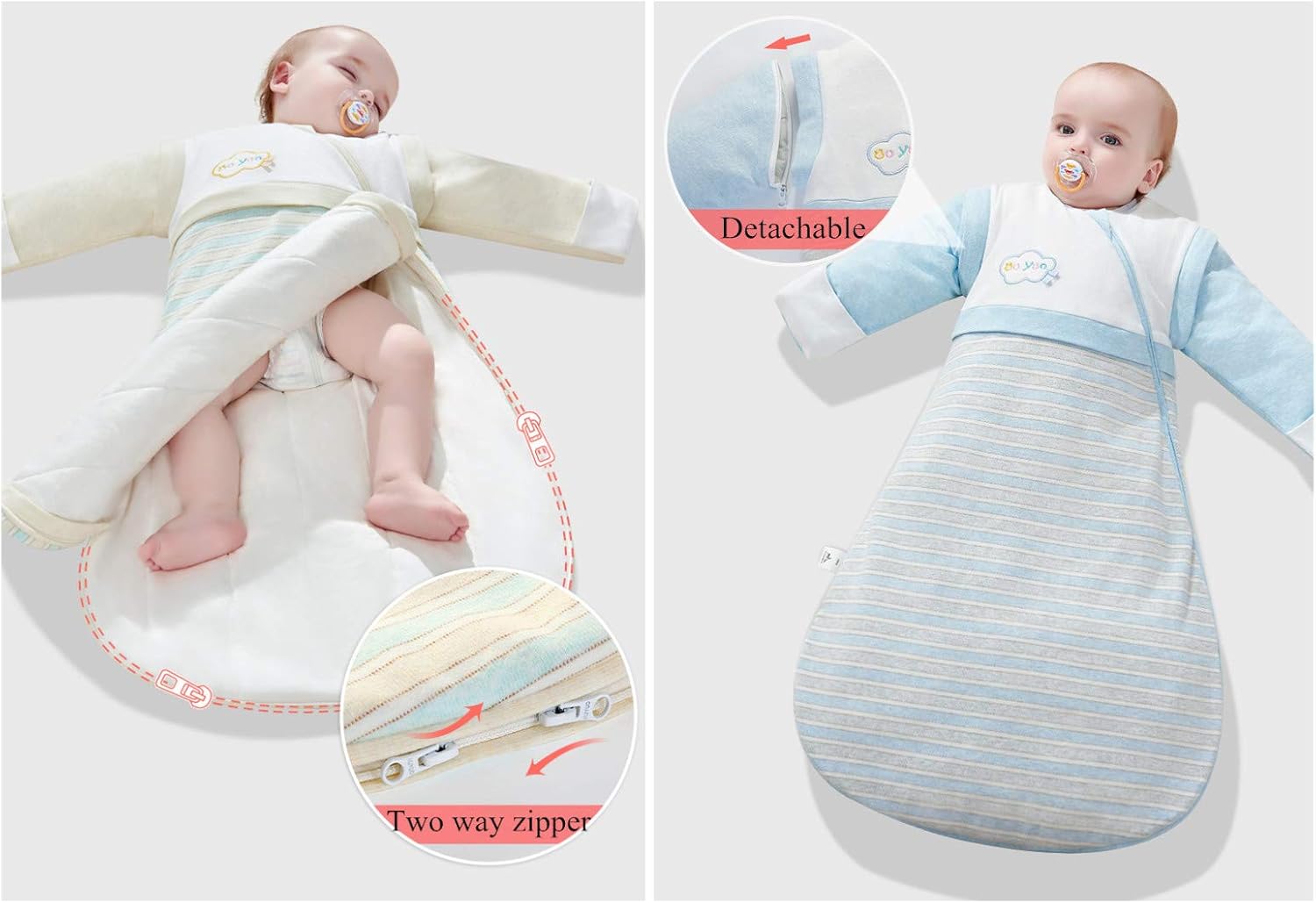 OuYun Organic Cotton Wearable Blanket for Baby