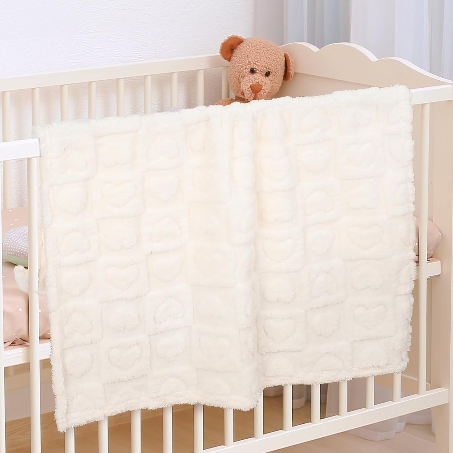 VEIDIA Plush Checkered Baby Blanket Soft Warm for Newborns
