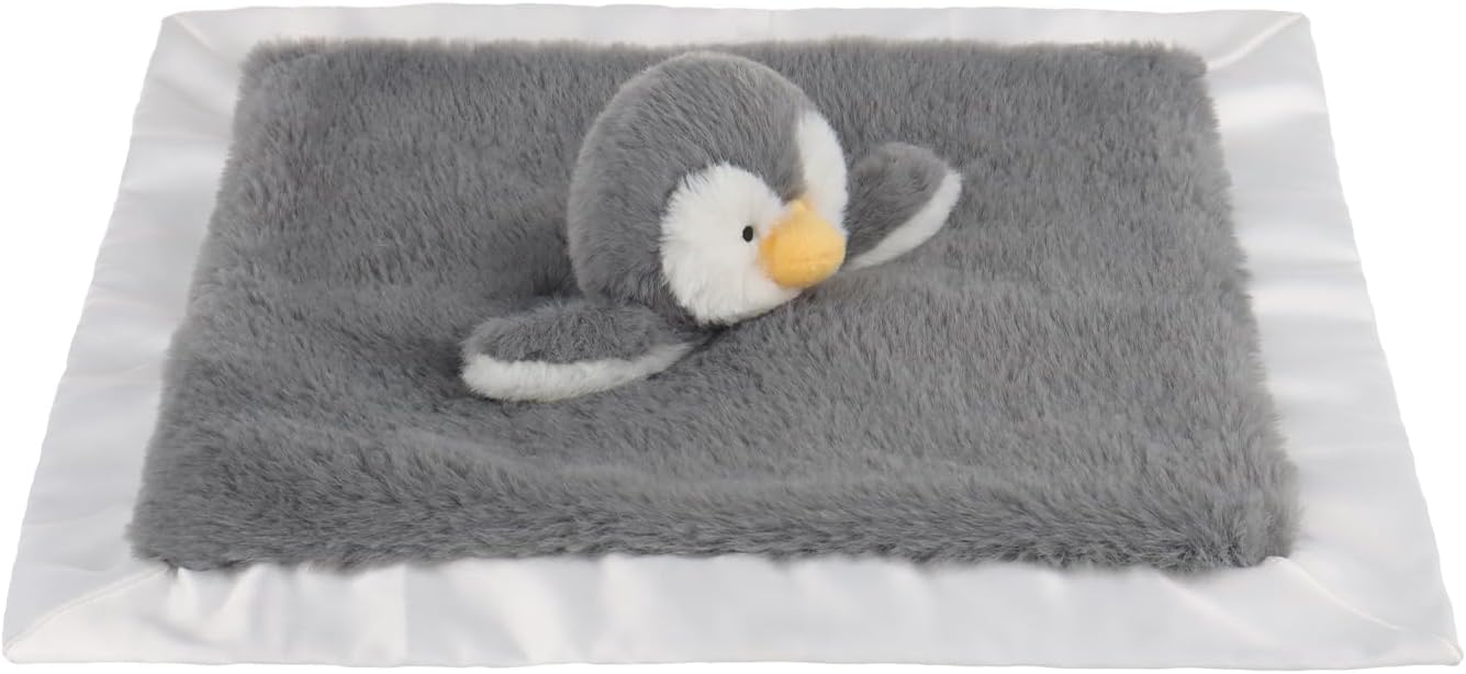 Apricot Lamb Gray Penguin Security Blanket 14 Inches