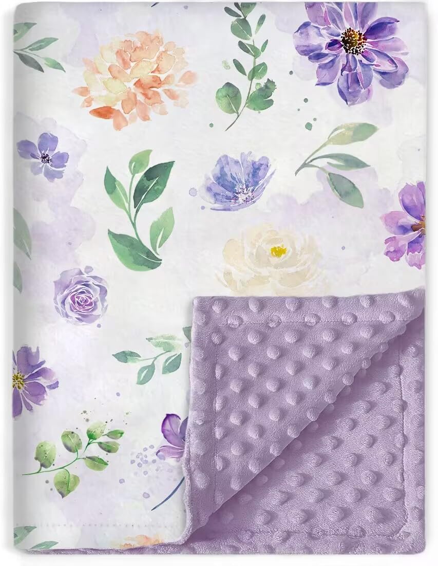 BORITAR Double Layer Minky Blanket with Dotted Backing for Girls 30x40 Inch
