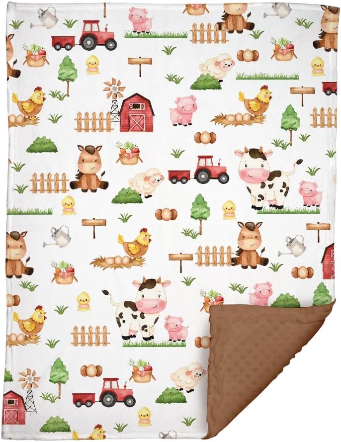 Locobird Farm Animals Baby Blanket 30x40 Inches Minky Crib Cover