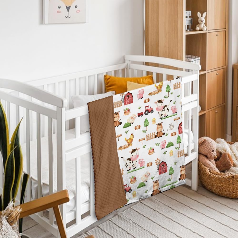 Locobird Farm Animals Baby Blanket 30x40 Inches Minky Crib Cover