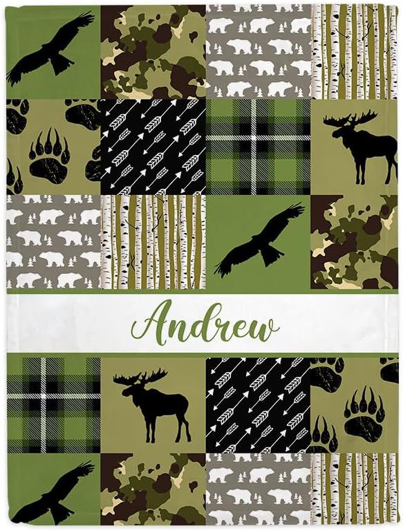 Personalized Baby Blanket with Name - Woodland Animals Design