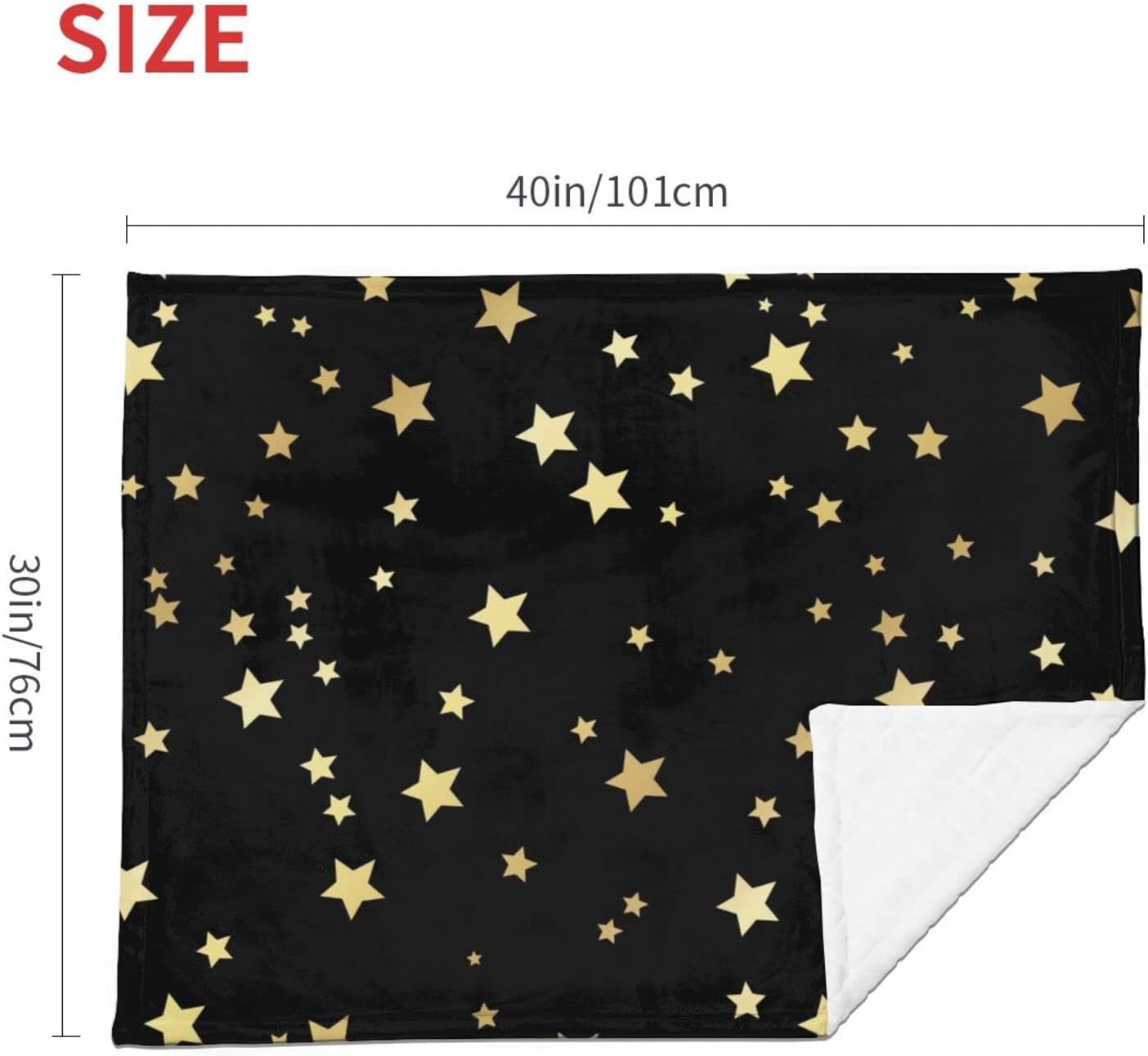 DKJlitter Baby Blanket Gold Stars on Black