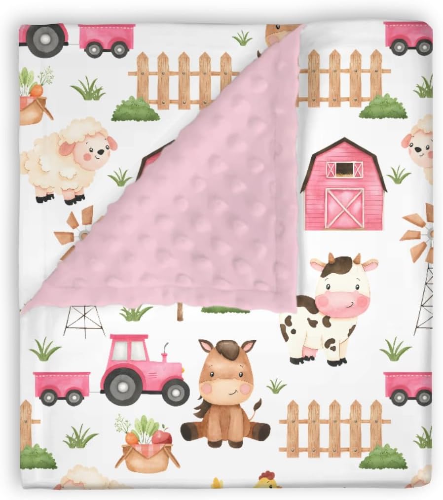 Mink Baby Girl Blanket Farm Life Pattern