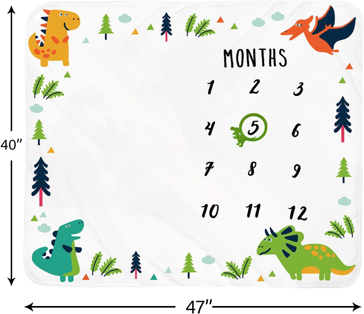 Tebaby Baby Milestone Blanket Dinosaur Neutral