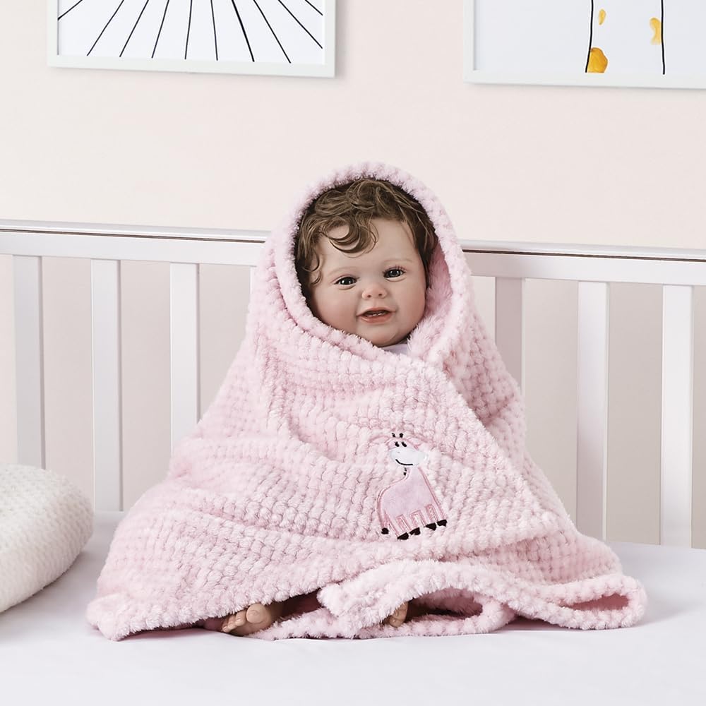 CREVENT 30X40 Fluffy Warm Baby Blanket with Giraffe Design