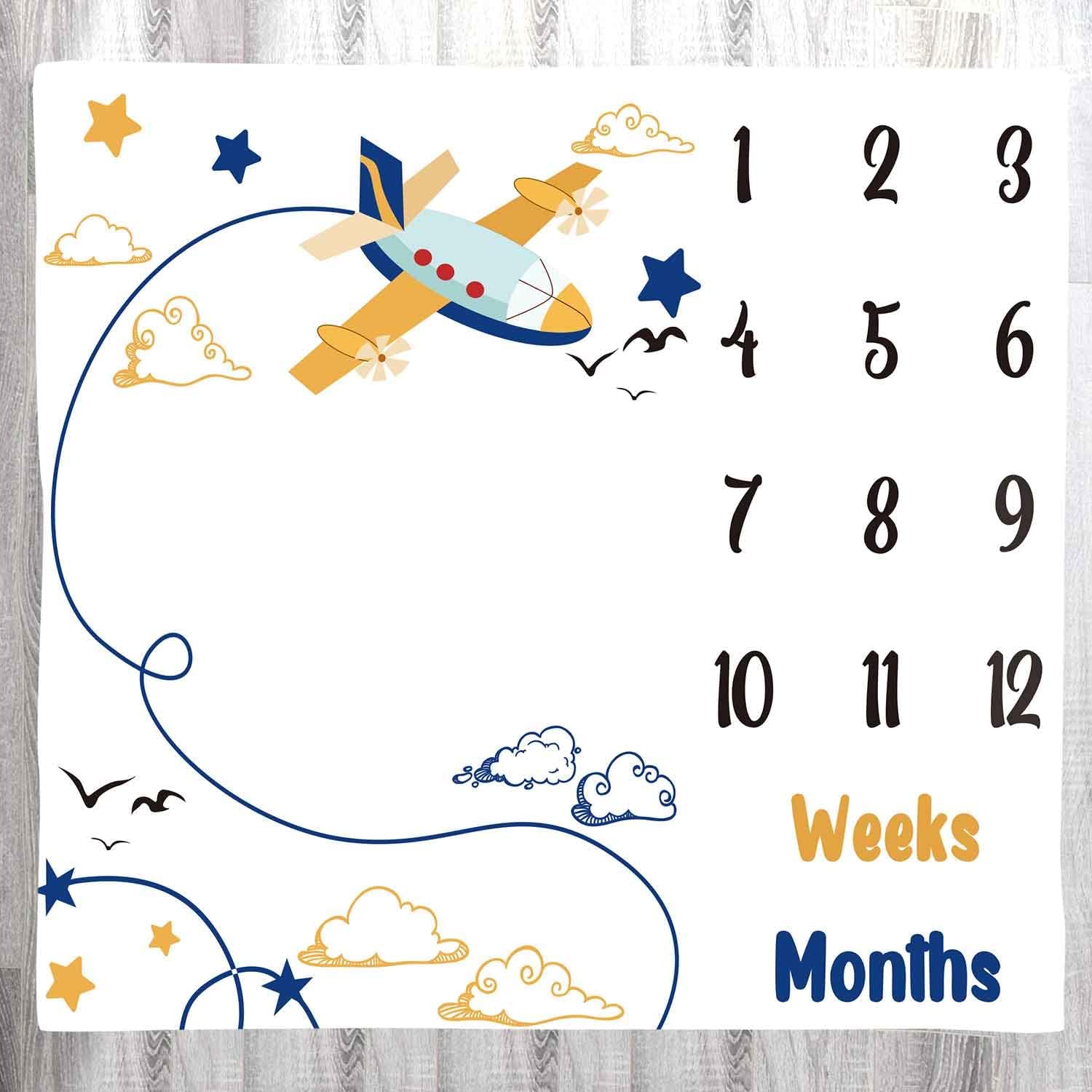 Baby Memory Blanket with Milestone Photos 48x40 Inch