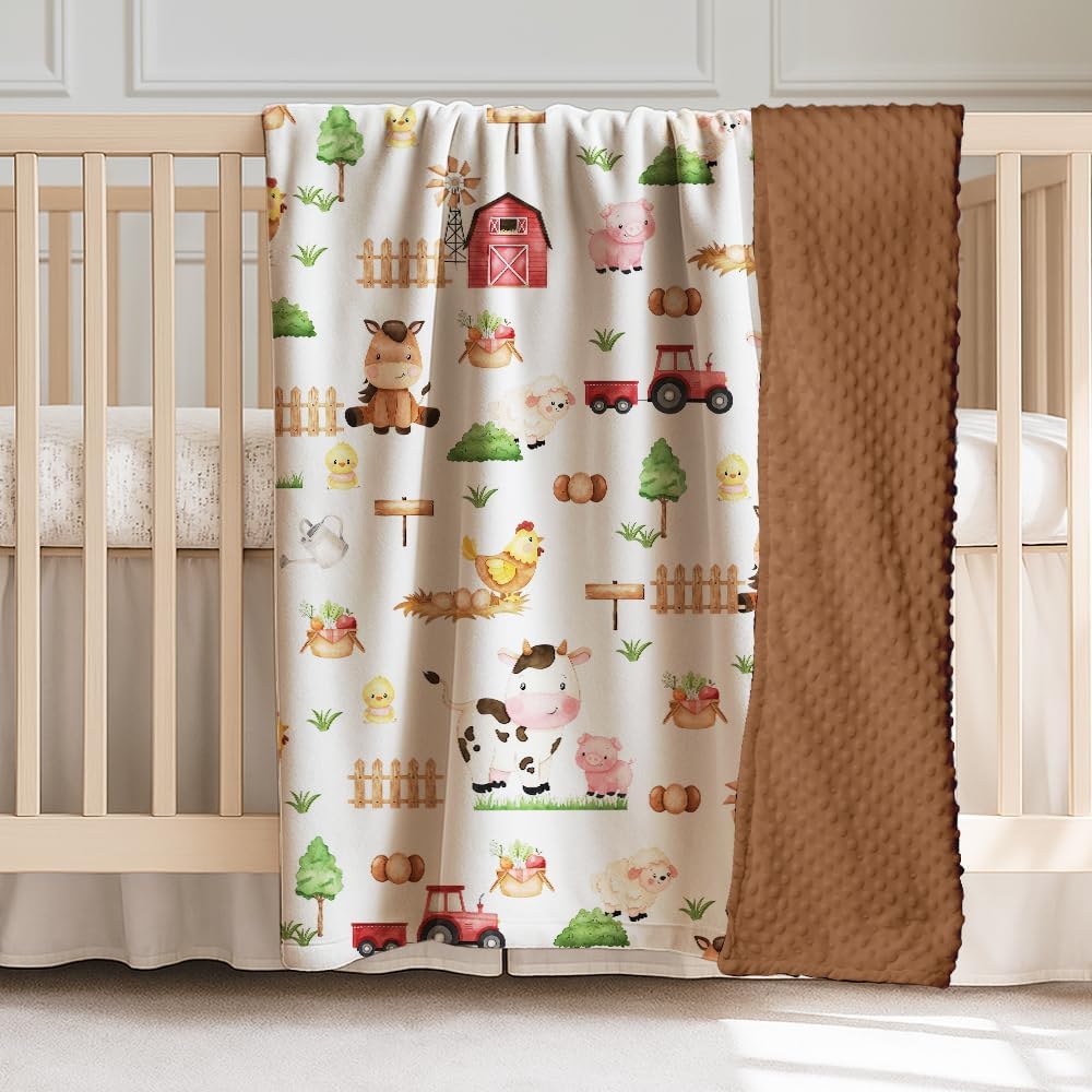 Locobird Farm Animals Baby Blanket 30x40 Inches Minky Crib Cover
