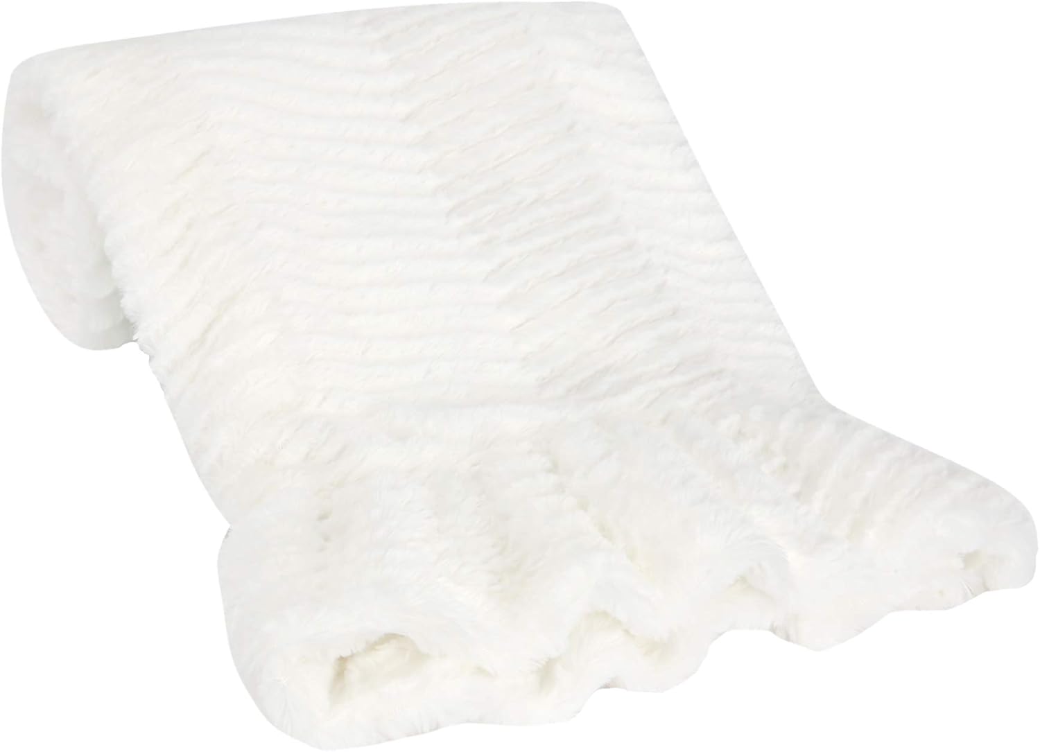 Lambs Ivy White Ruffled Chevron Baby Blanket 1