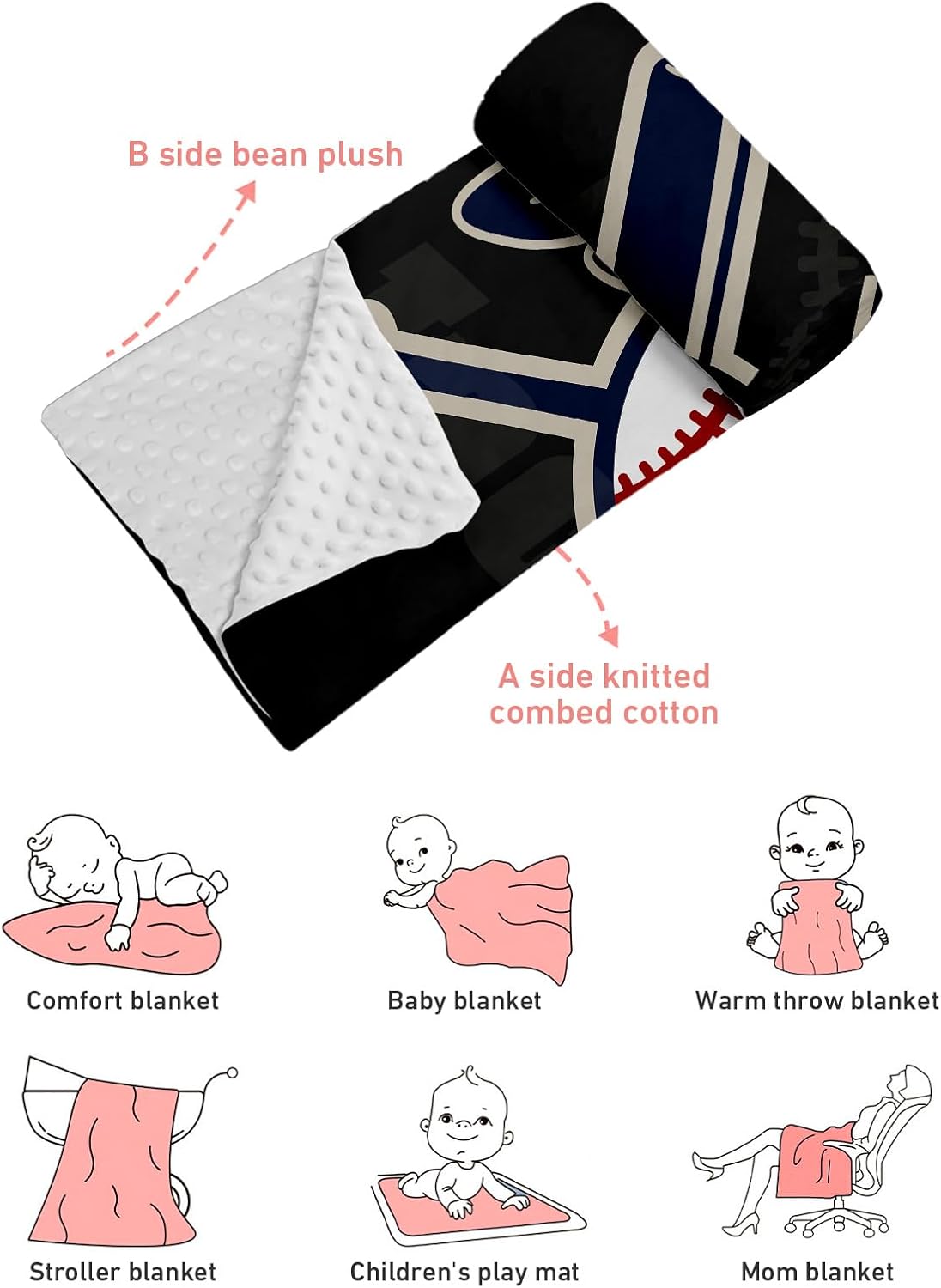 GRESATEK Custom Name Baby Double Layer Blanket for Boys Girls