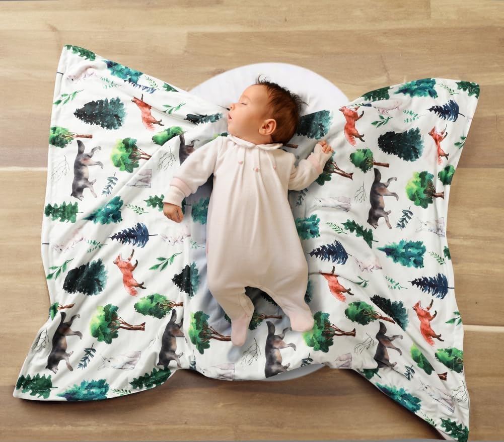 4 Pack Soft Woodland Baby Blankets for Newborn Toddlers