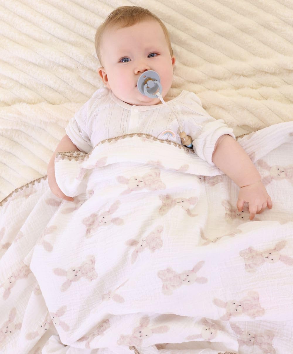 Gunnaicat 40x40 Baby Blanket Double Layer with Dotted Backing