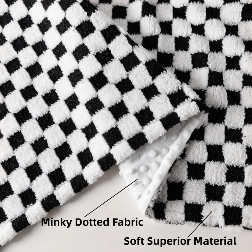 FIGEPO Soft Checkered Baby Blanket 30x40