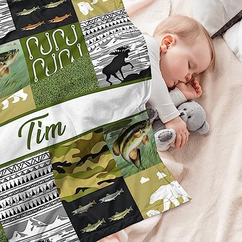 Personalized Baby Blanket with Name - Baseball Minky Blanket for Boys Girls