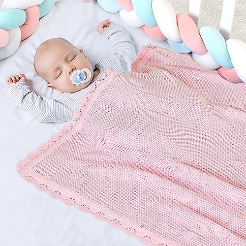 100 Cotton Baby Blanket Knit Soft Warm Light Pink 30x40 Inches