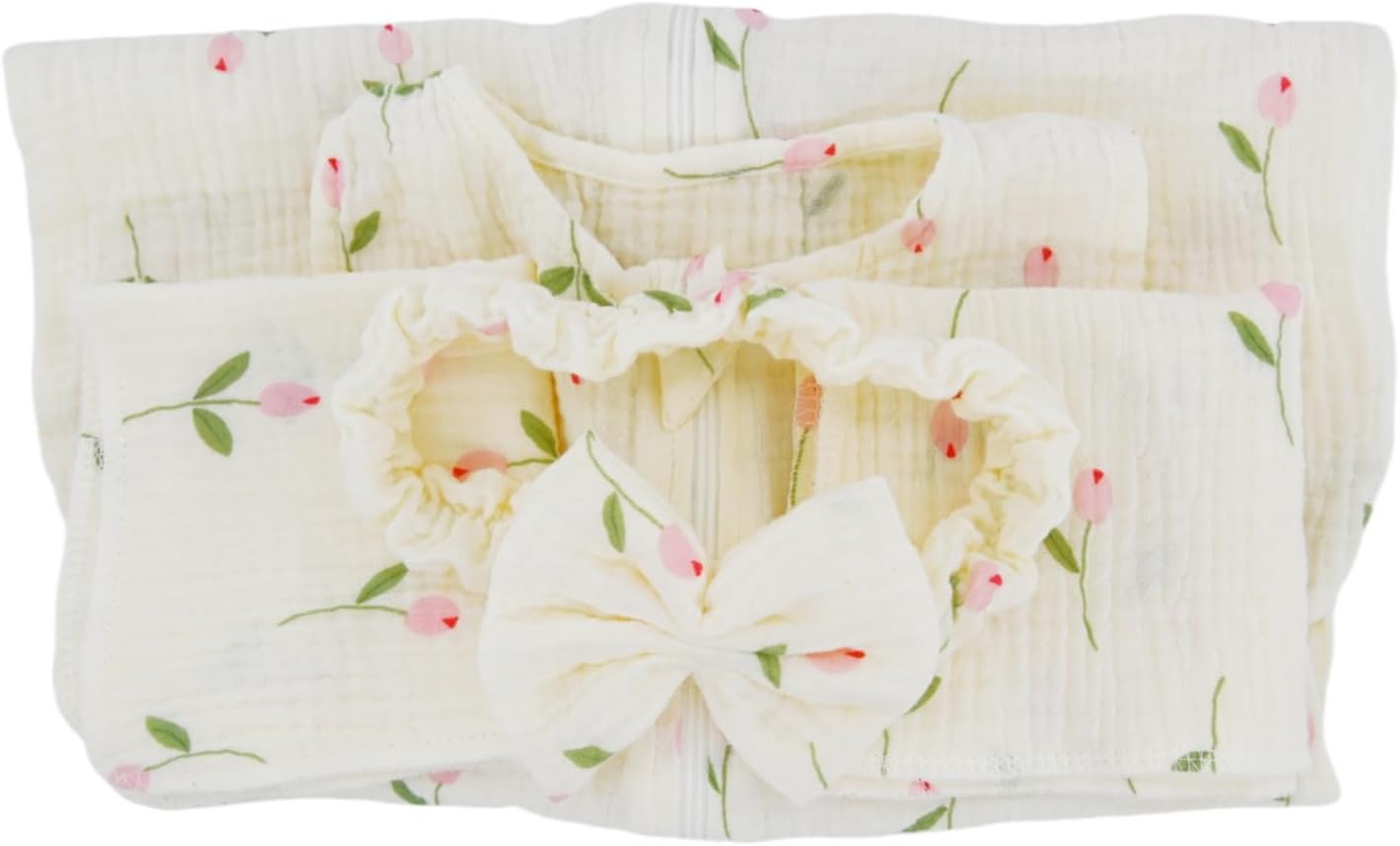 4 PCS Baby Girl Sleep Sack Set with Headband Burp Cloths