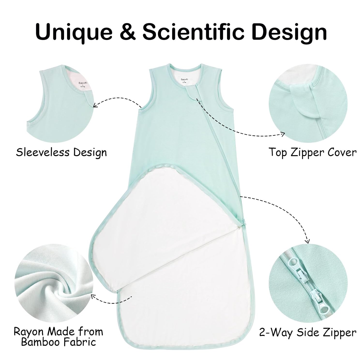 EasyFi Supersoft Bamboo Rayon Sleep Sack 2 Pack for 0-6 Months