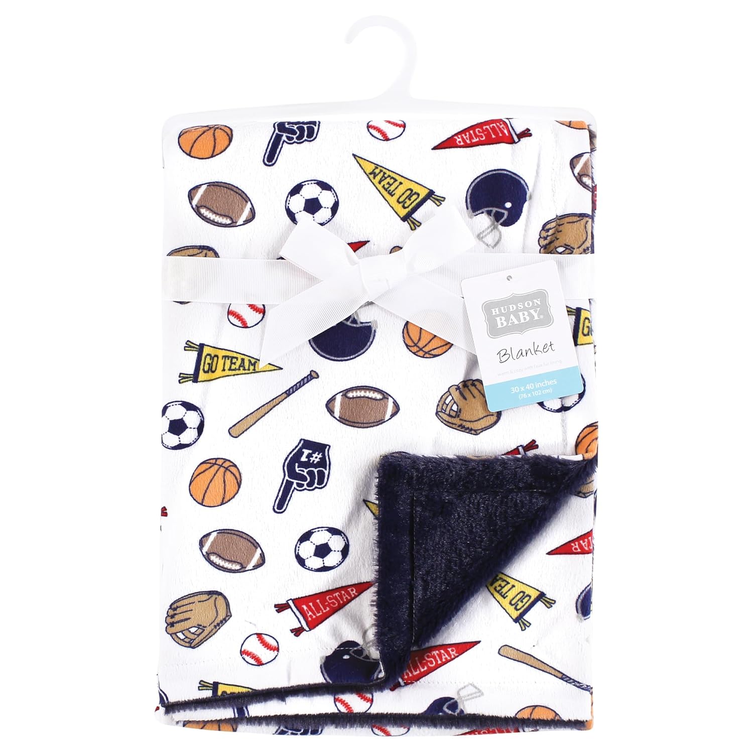 Hudson Baby Infant Boy Plush Blanket with Furry Binding 1