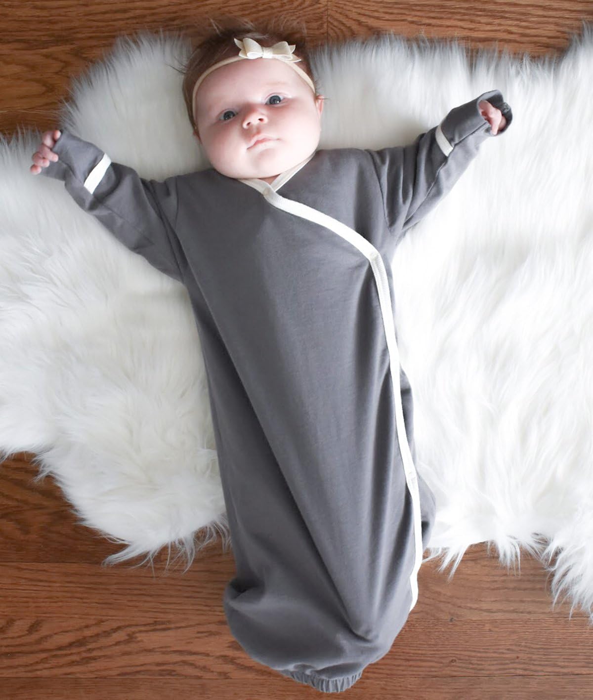 Babysoy Organic Newborn Kimono Wrap Gown