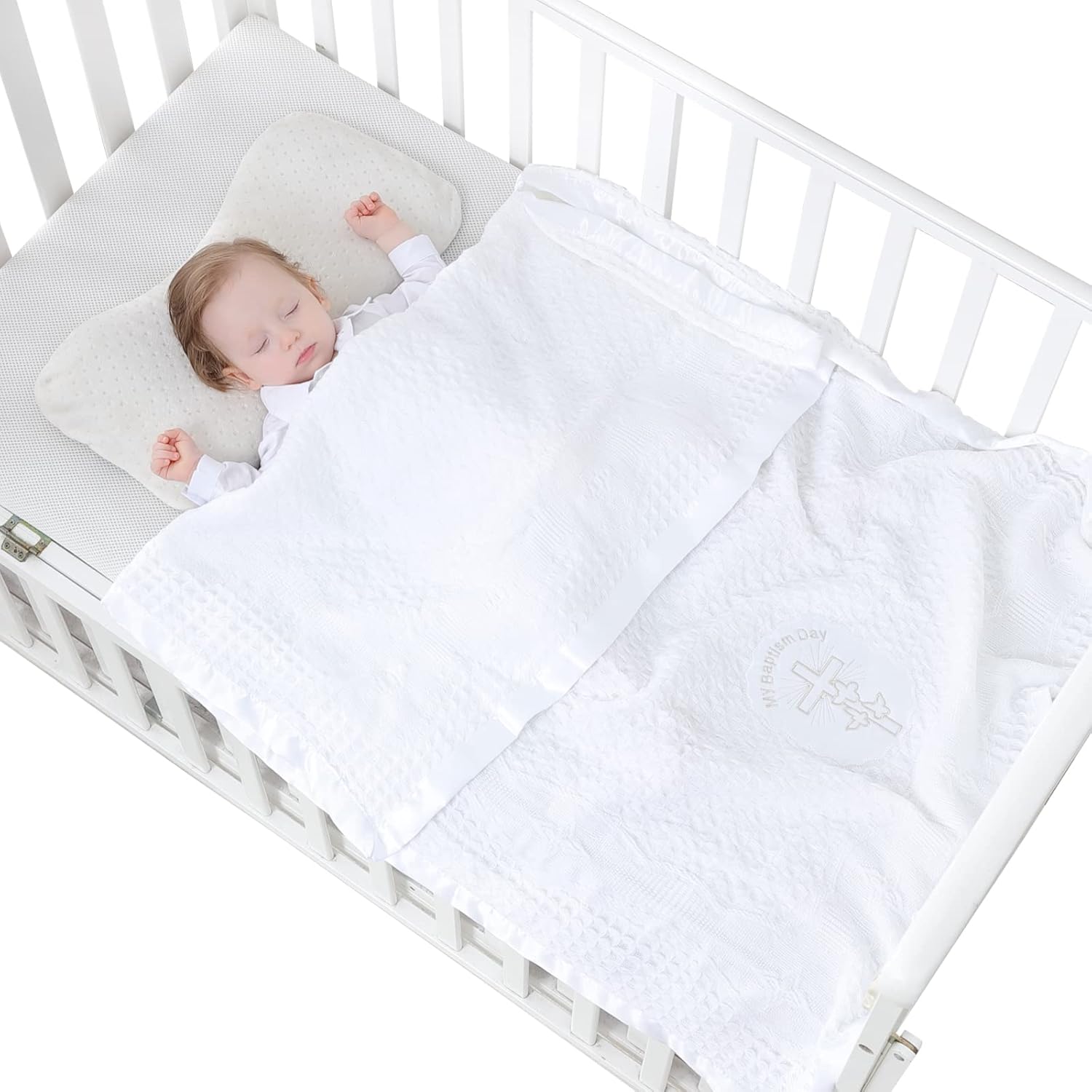 Booulfi Unisex White Baptism Blanket 36x50