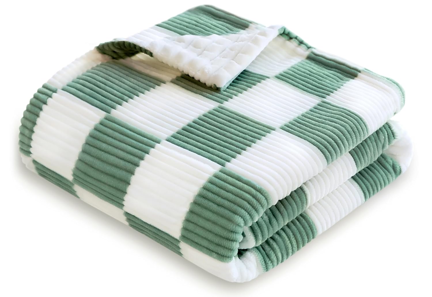 HOMRITAR Reversible Corduroy Baby Blanket Checkered
