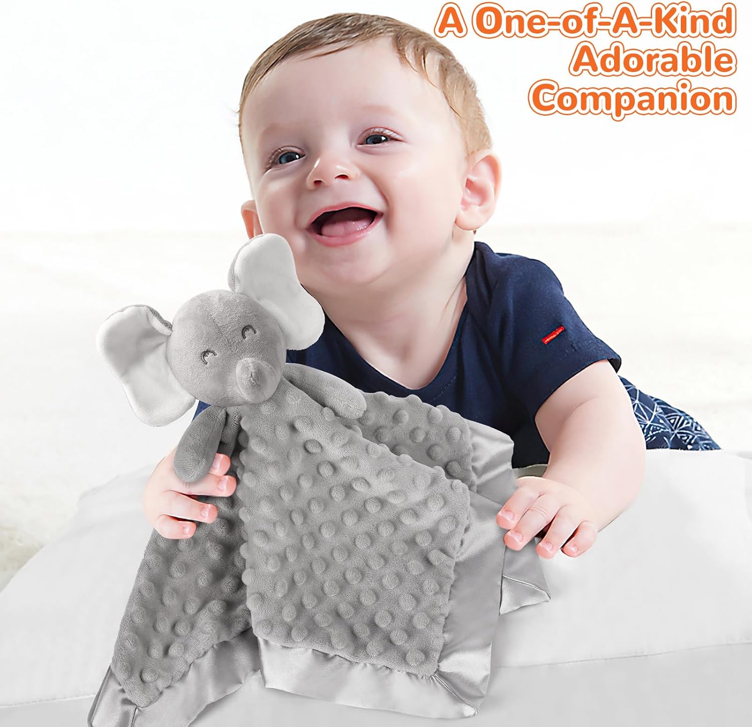 MOVEPAI Gray Elephant Baby Security Blanket 16 Inch