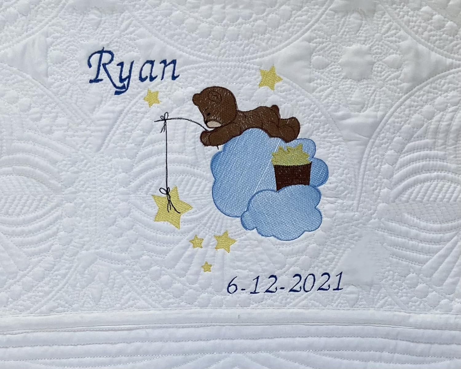 Personalized Baby Blanket with Teddy Bear Stars 1