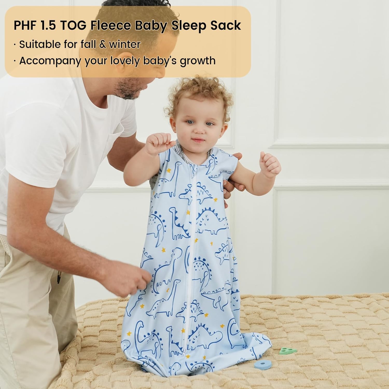 PHF 3 Pack Dinosaur Micro-Fleece Sleep Sack 0-6 Months
