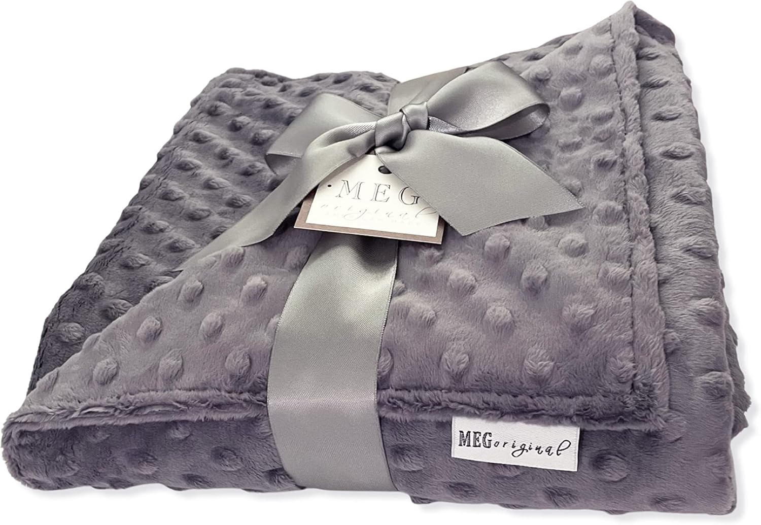 Charcoal Grey Minky Dot Baby Blanket 30x30