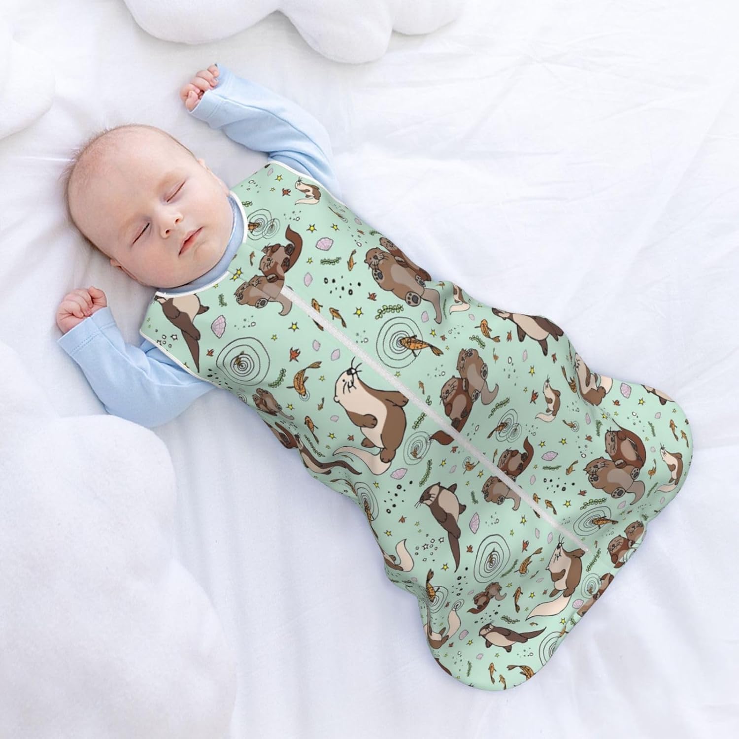 Mvirnsw Sea Otters Green Baby Sleep Sack Soft Sleeveless Transition Blanket