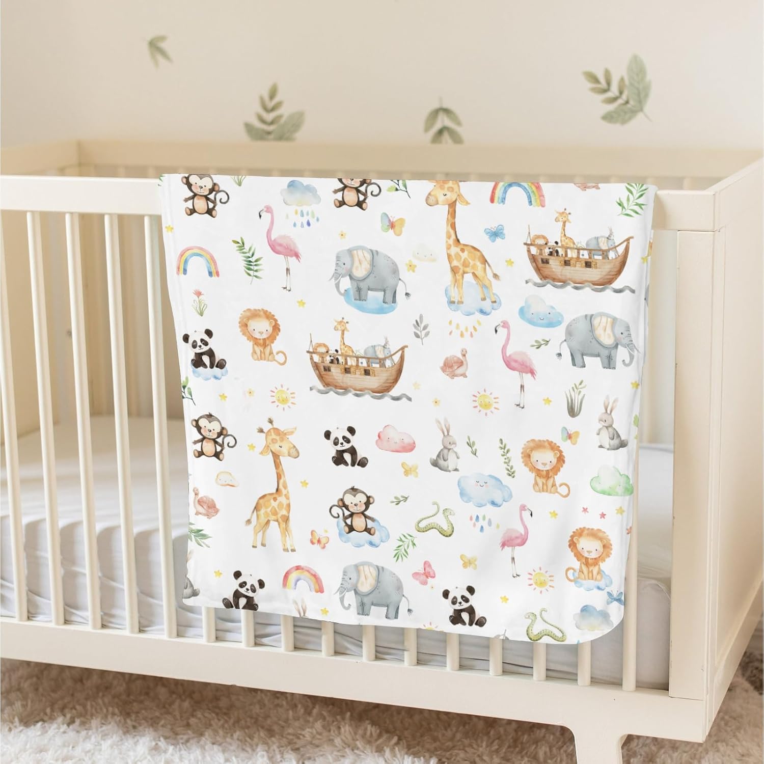Rainbow Safari Animal Baby Blanket 30x40