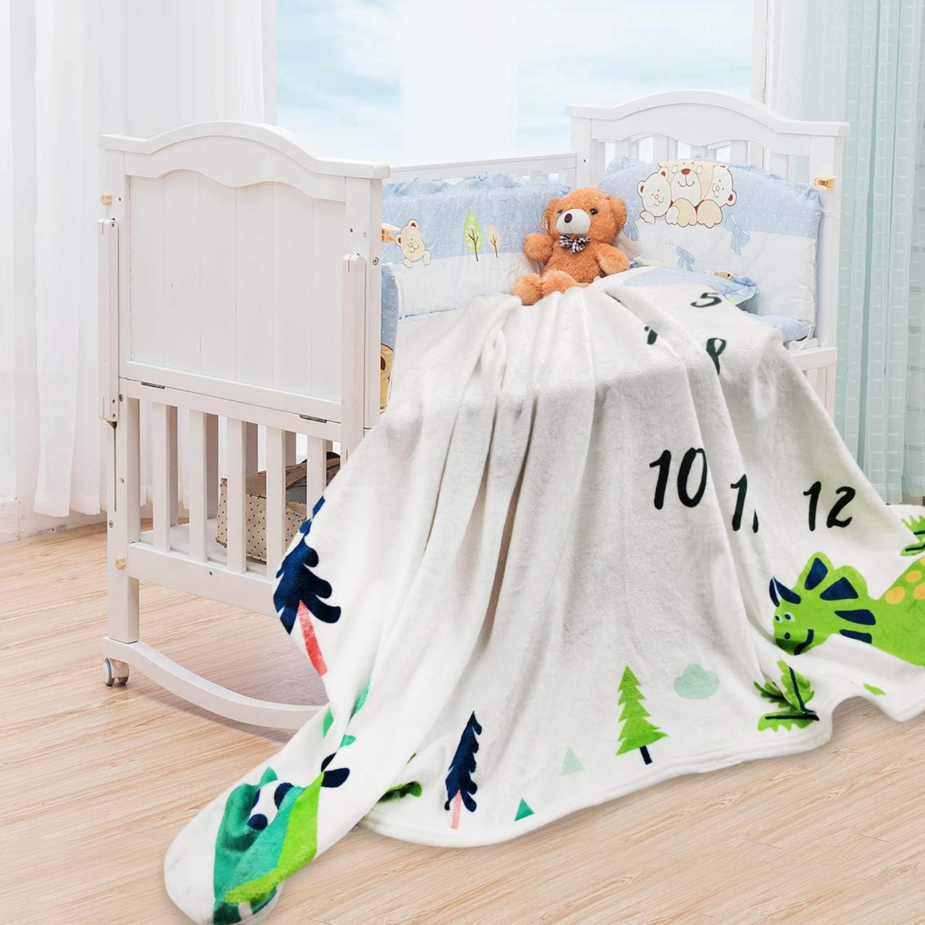 Tebaby Baby Milestone Blanket Dinosaur Neutral
