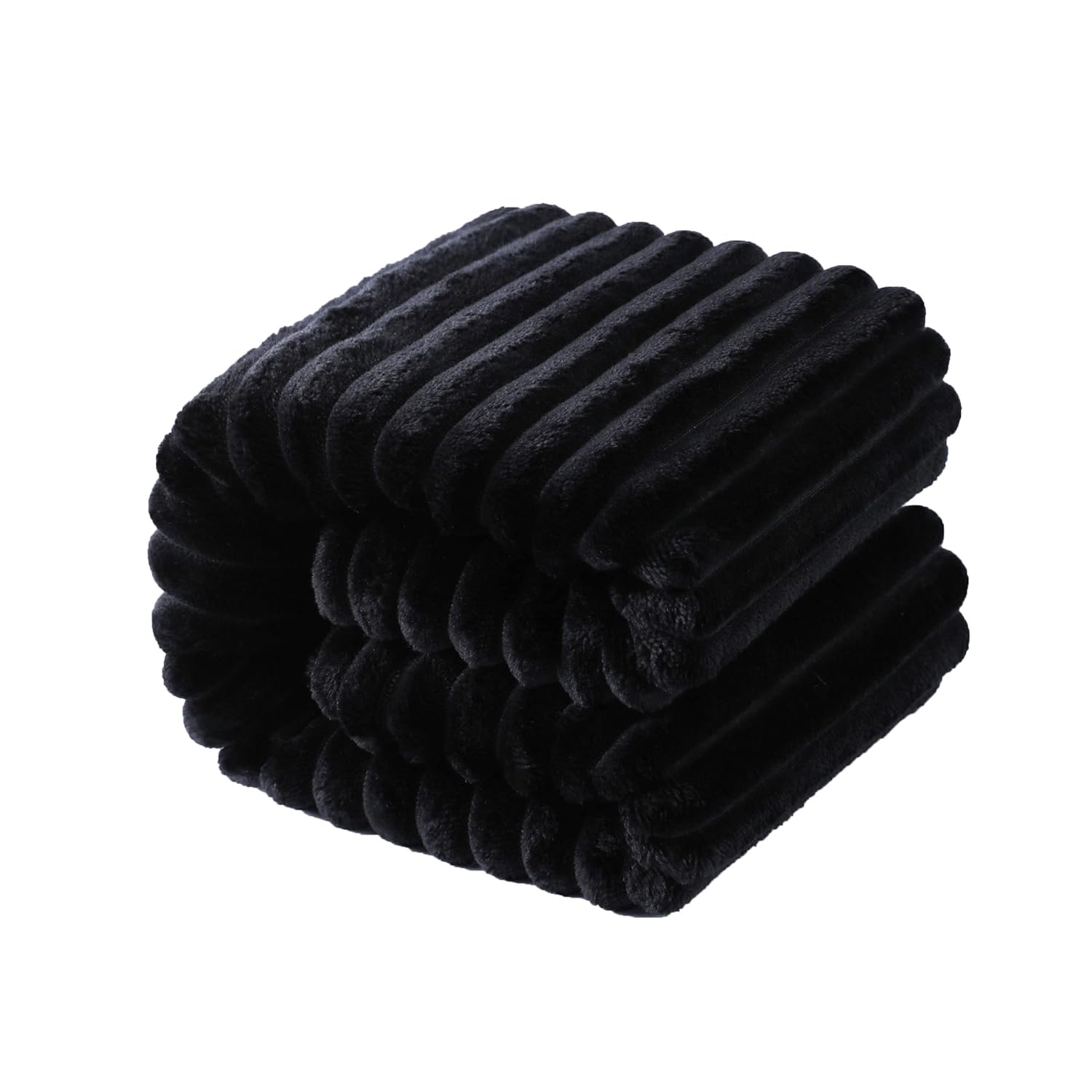 NTBAY Plush Flannel Toddler Blanket with Stripes 30x40 Inches Black