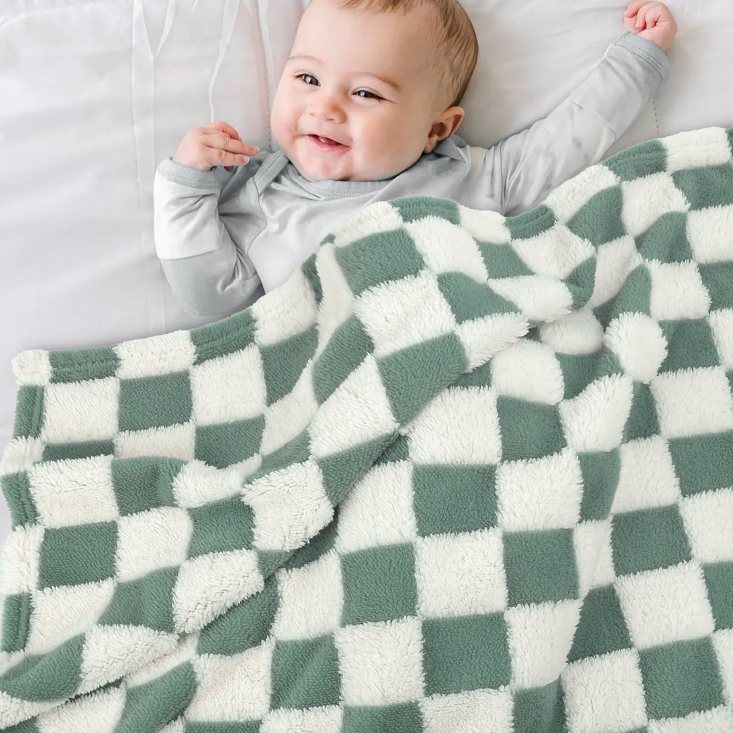 HOMRITAR Checkered Baby Blanket 30x40 Inch 1