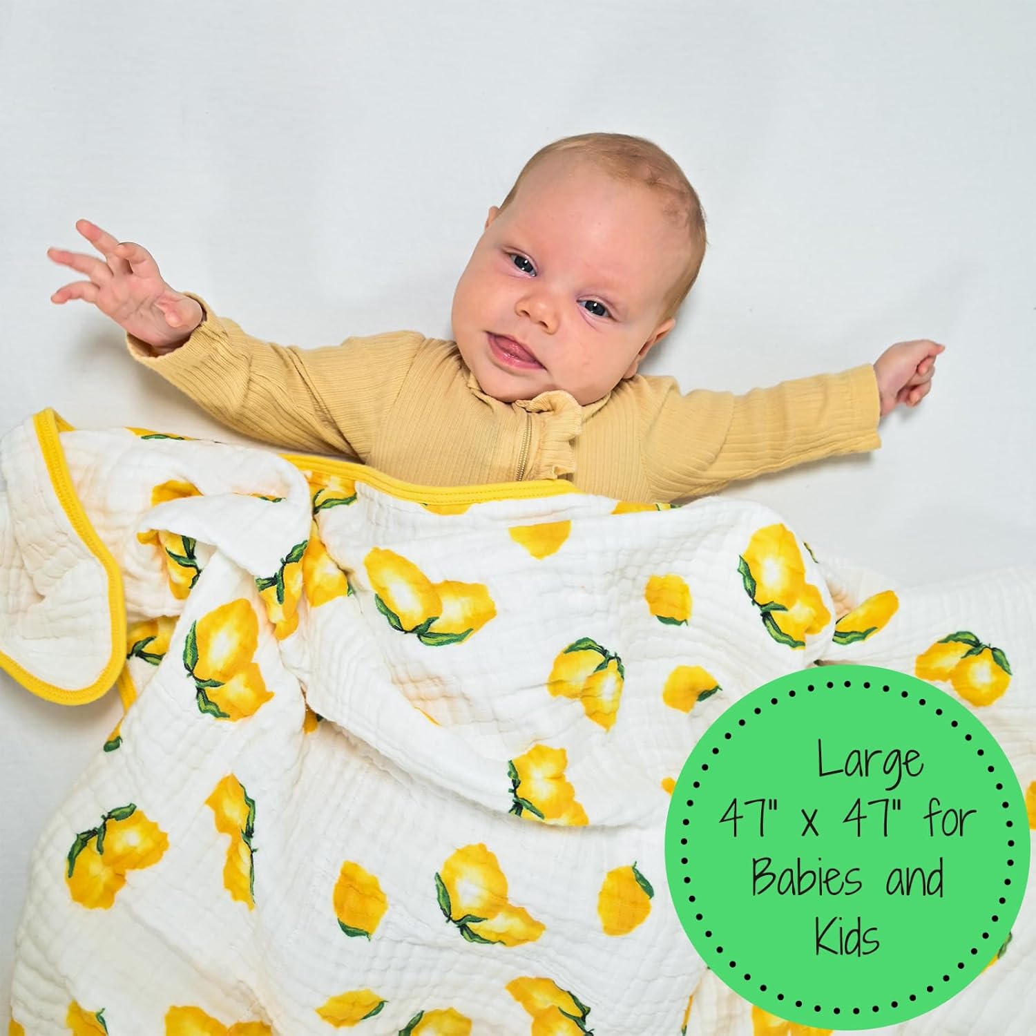 LollyBanks Muslin Baby Quilt - Sunny Lemon Print