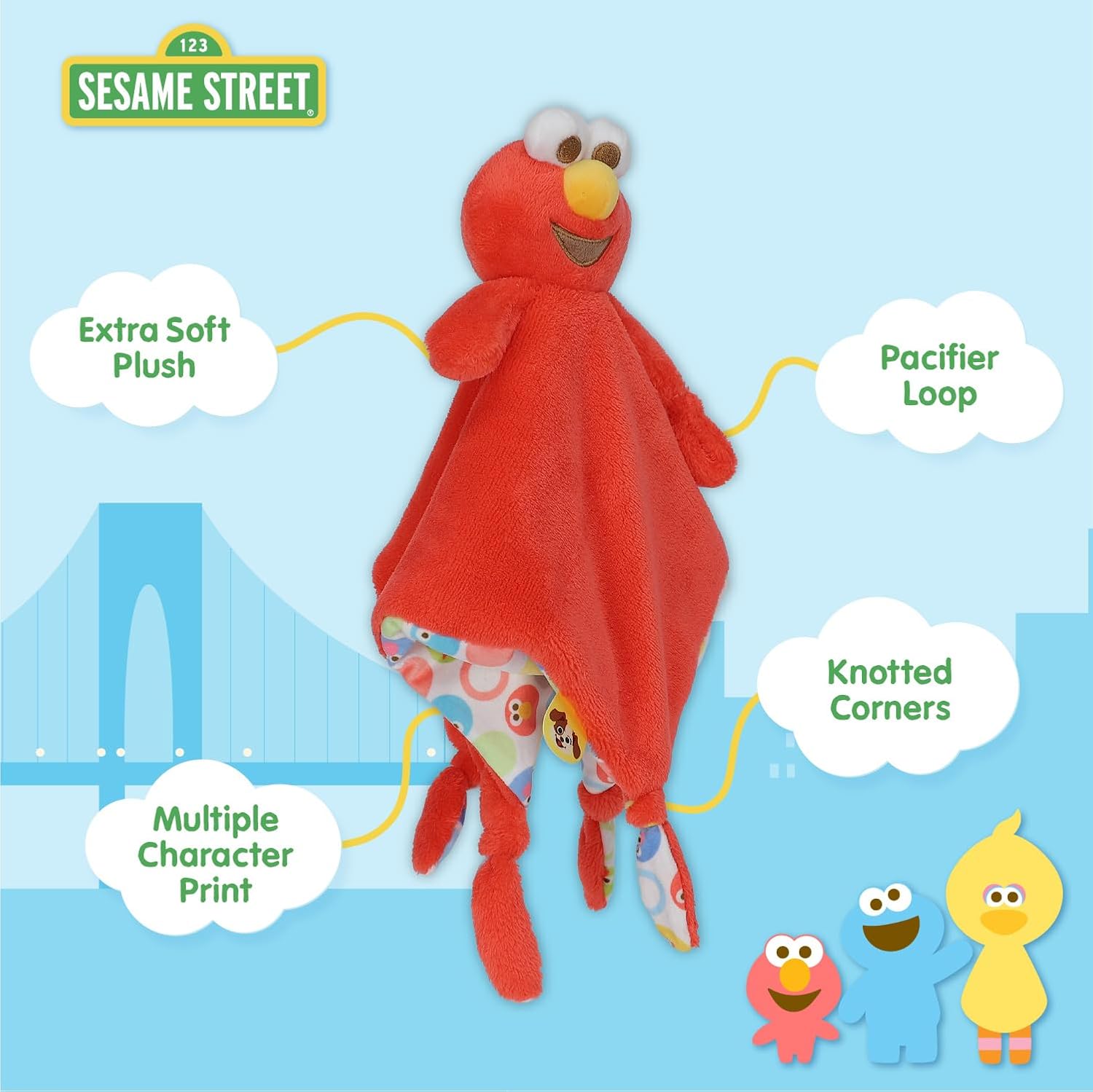 KIDS PREFERRED Elmo Blanky Soft Plush Snuggle Blanket