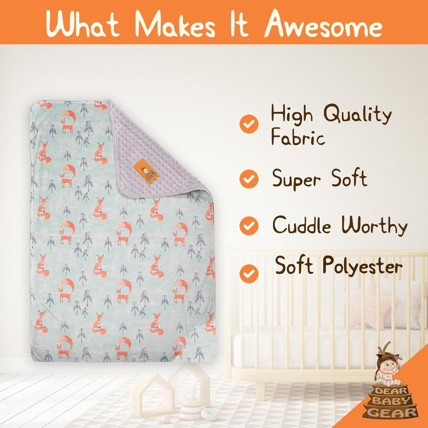 Dear Baby Gear Crib Blanket - Soft Cozy for Newborns