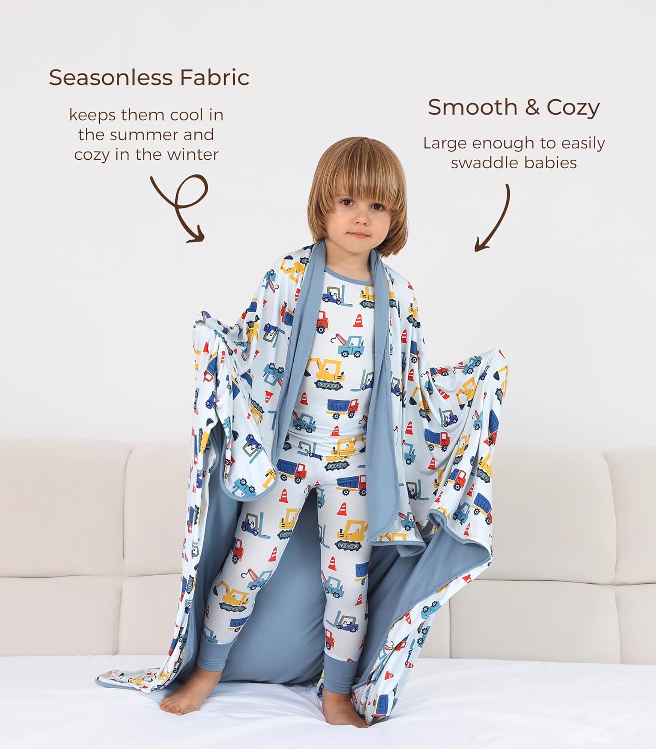 DREAMHALO Bamboo Stretchy Baby Blanket 50 x 50 Blue