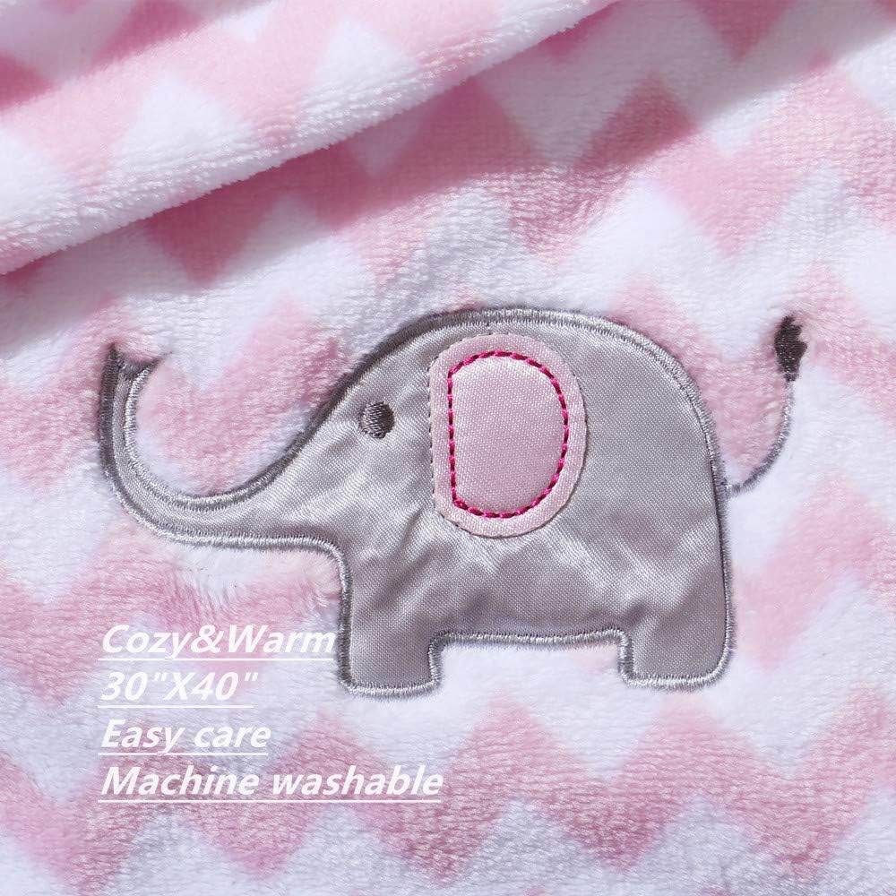 CREVENT 30X40 Pink Elephant Baby Blanket for Girls 1