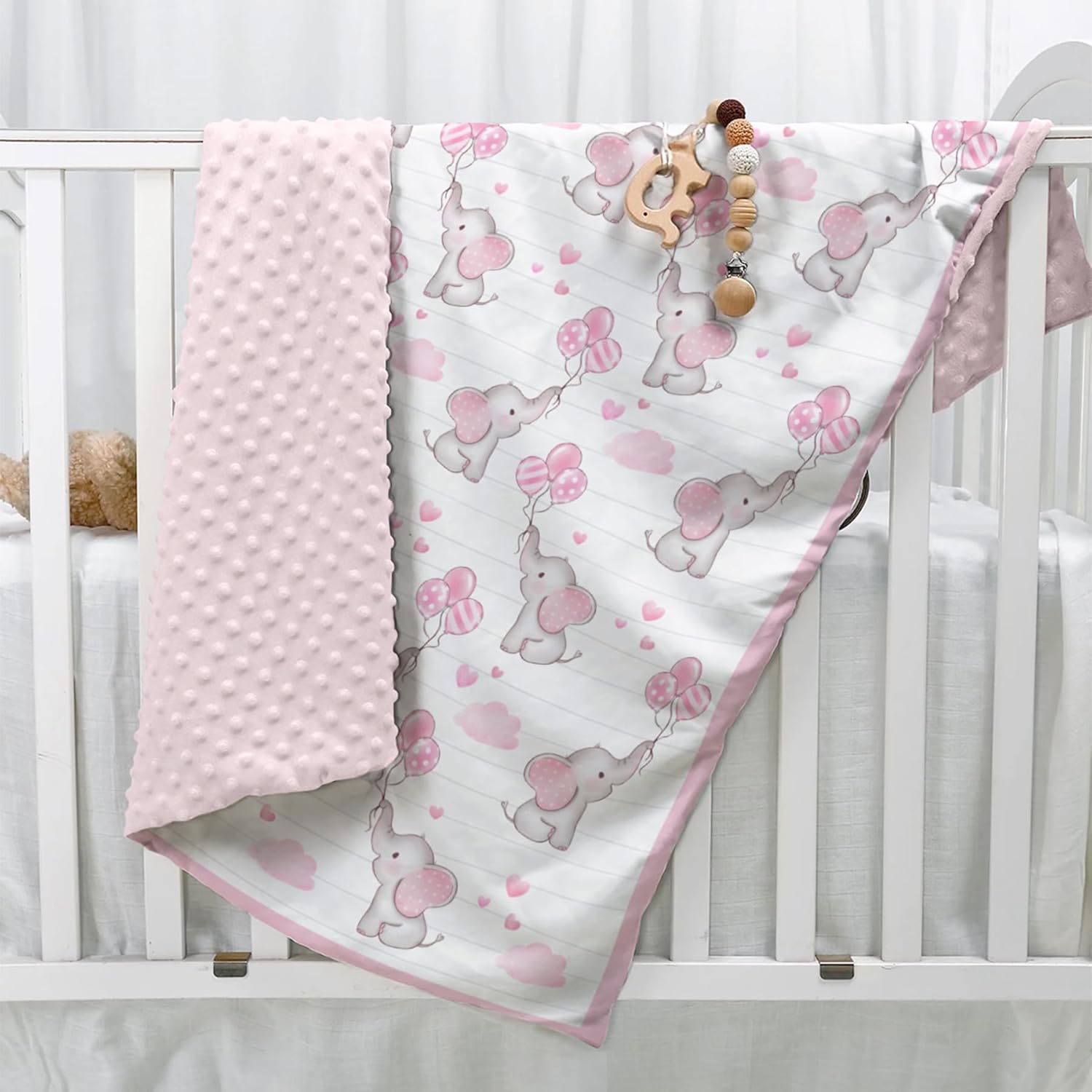 SANDJEST Elephant Kids Blanket - 30x40 Minky Throw for Girl