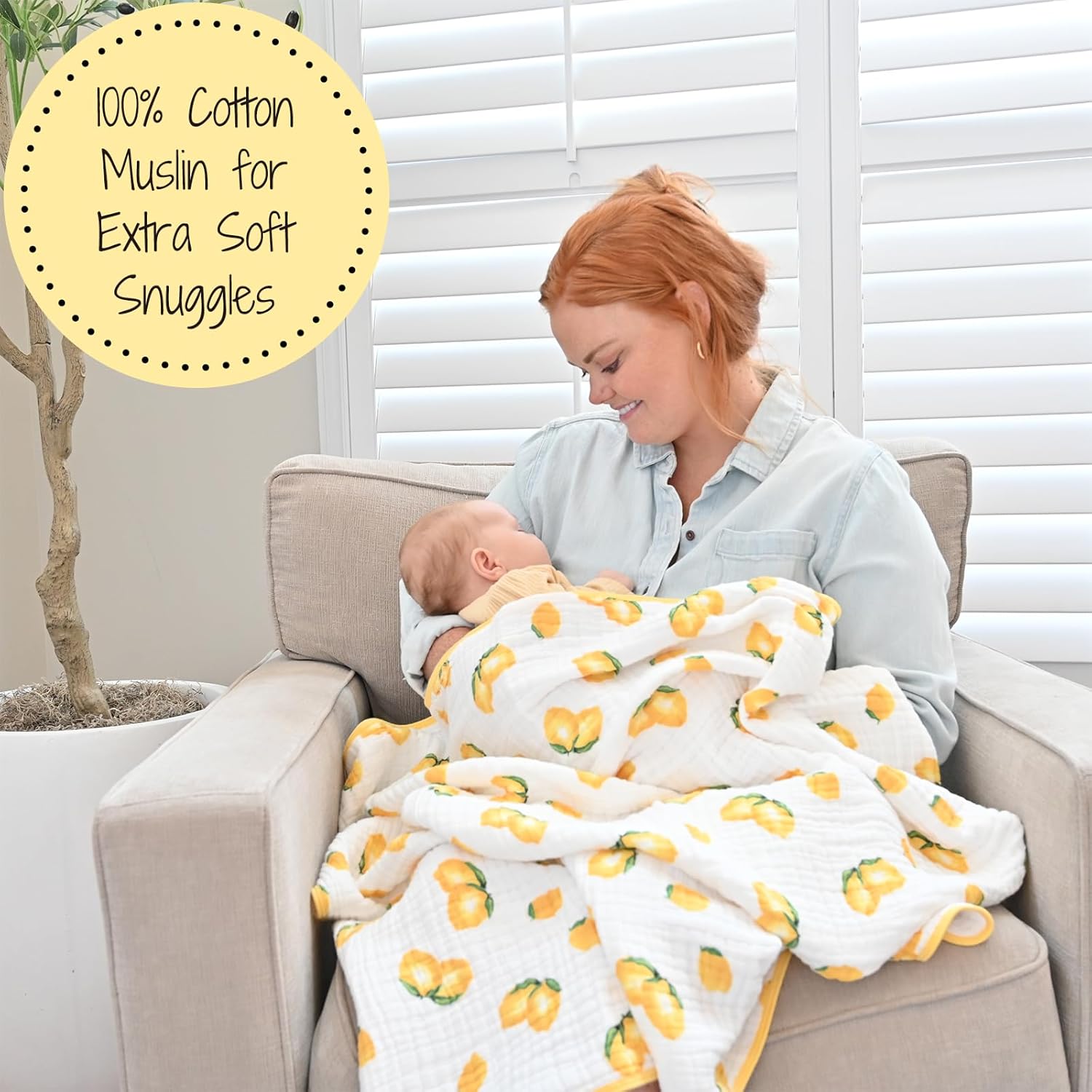 LollyBanks Muslin Baby Quilt - Sunny Lemon Print