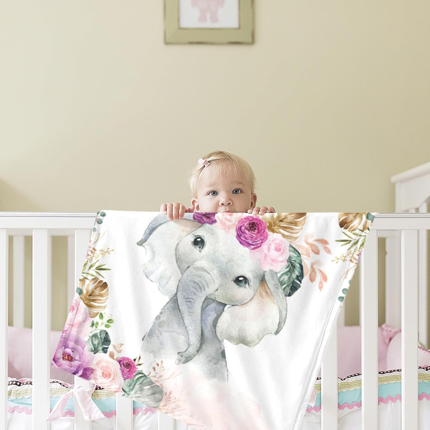 Personalized Elephant Baby Blanket with Name - Soft and Cozy