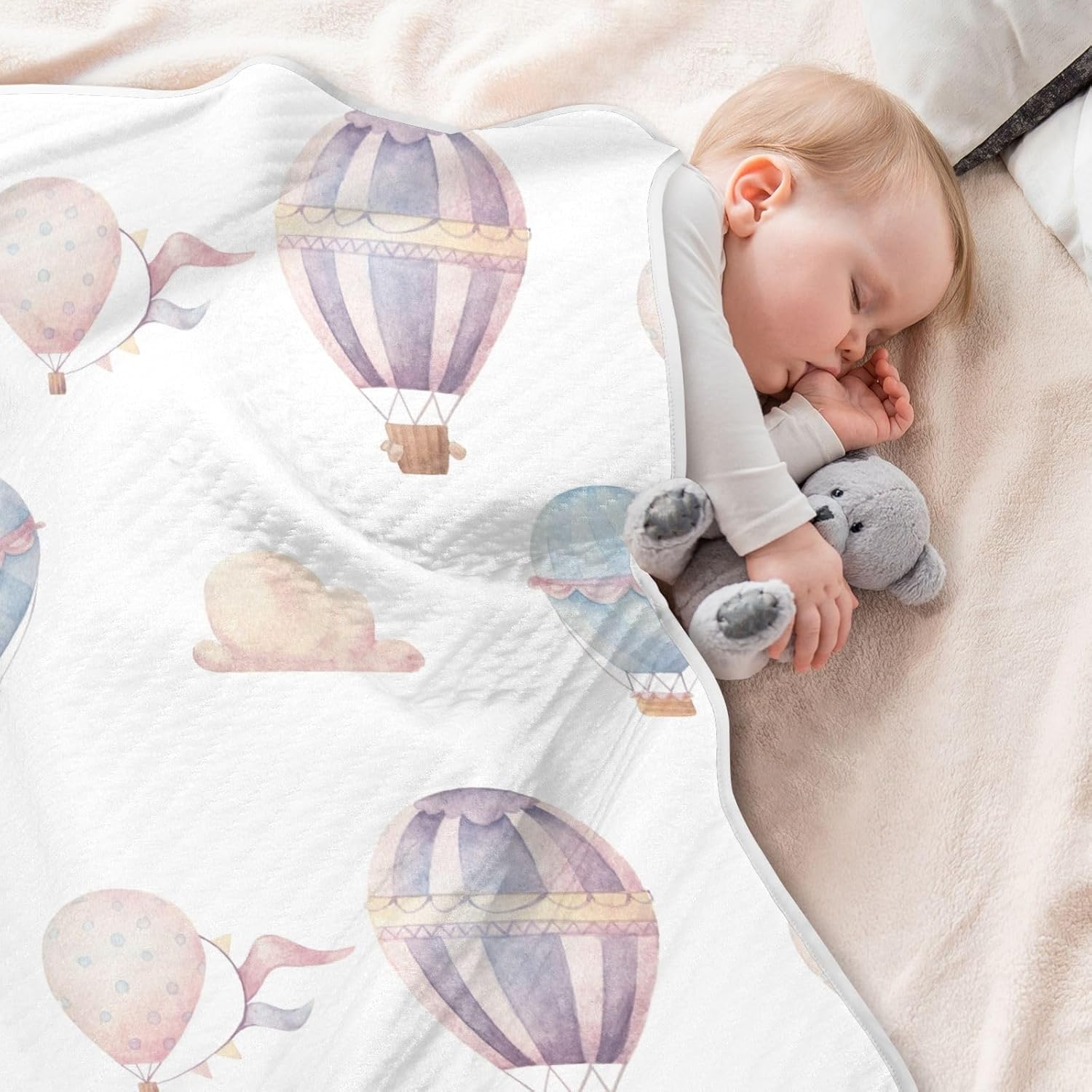 WELLDAY Baby Blanket - Hot Air Balloon Pattern Soft Breathable 30x40 Inch