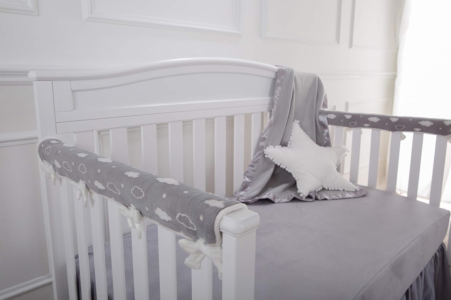 American Baby Company Fleece Blanket with Satin Trim Gray 30x40