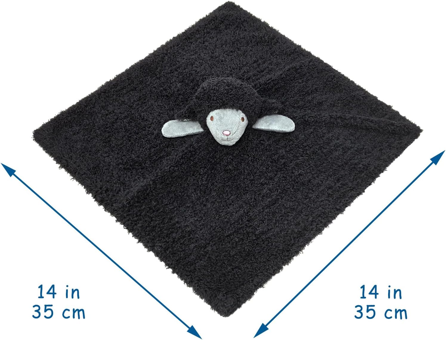 Baby Black Lamb Soft Stuffed Animal Security Blanket 14 Inches