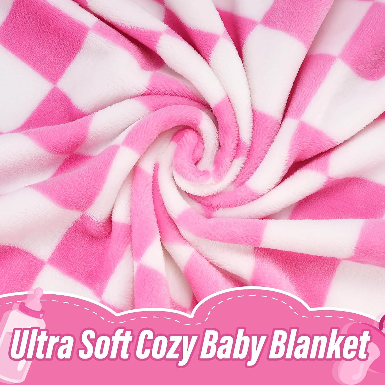 GreatBba Plush Checkered Baby Blanket 30x40