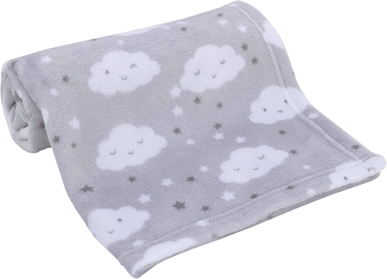 NoJo Super Soft Clouds Stars Plush Blanket Grey