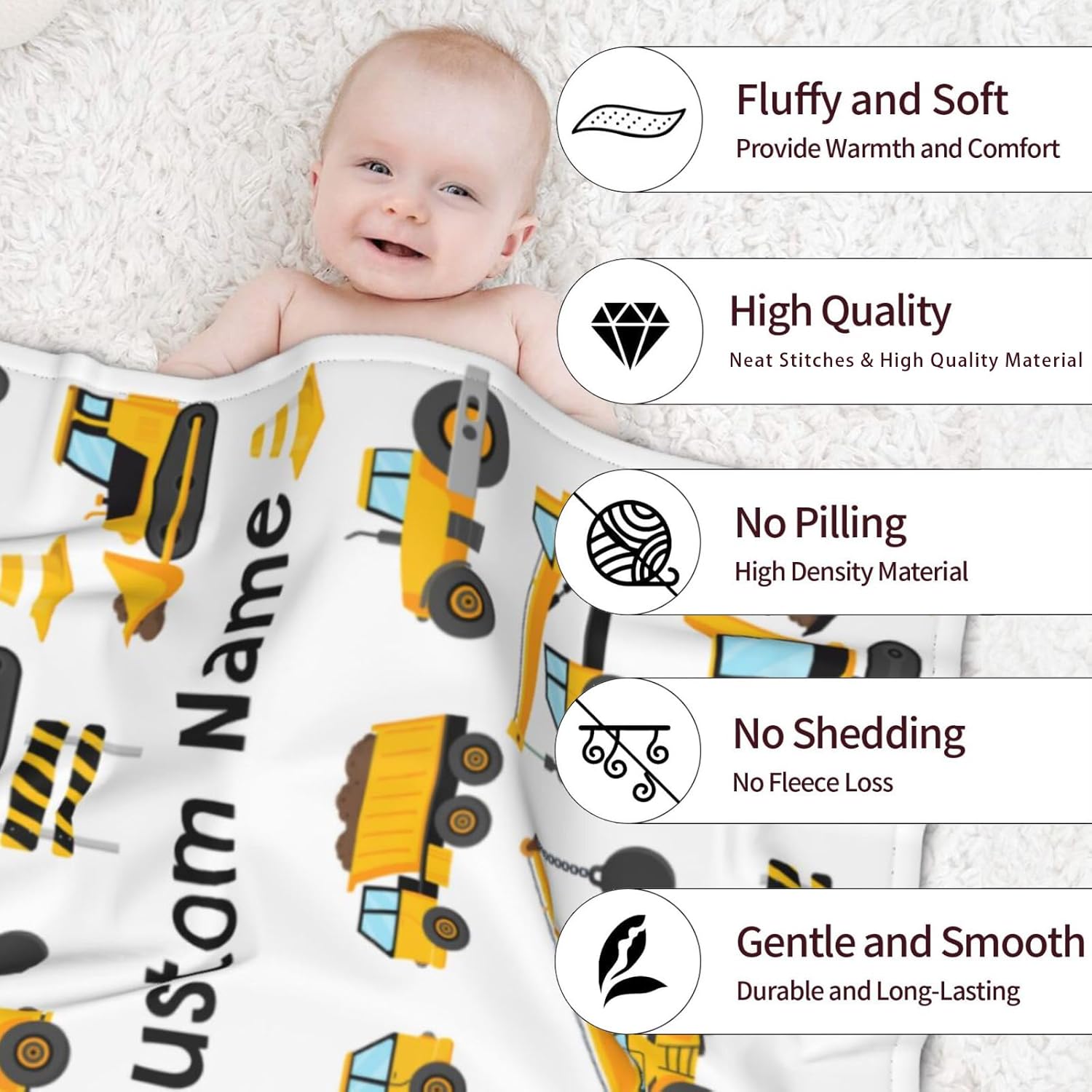 Personalized Baby Blanket with Name for Newborn